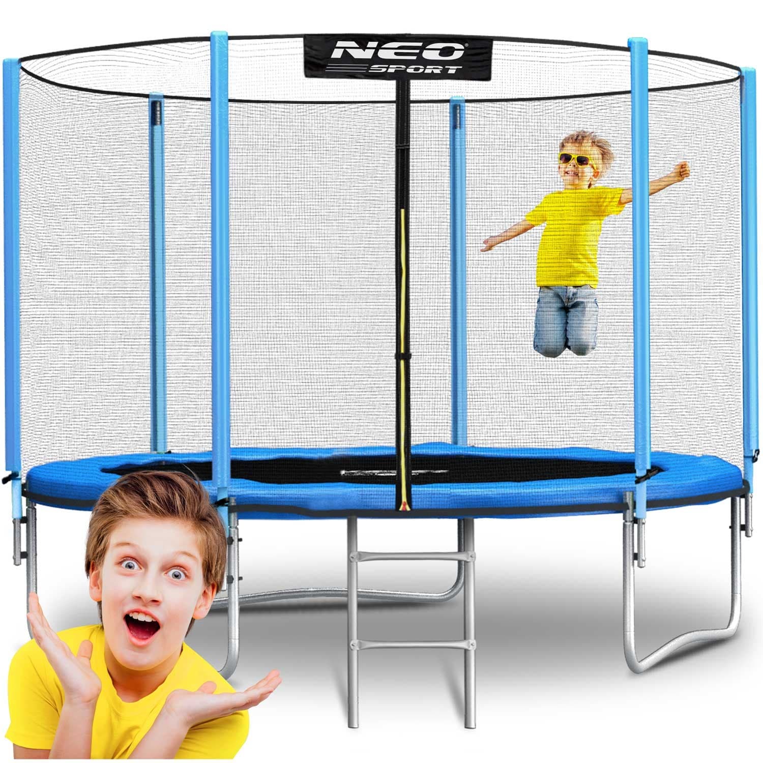 NeoSport Trampolina ogrodowa 10ft/312cm z siatką zewnętrzną i drabinką 