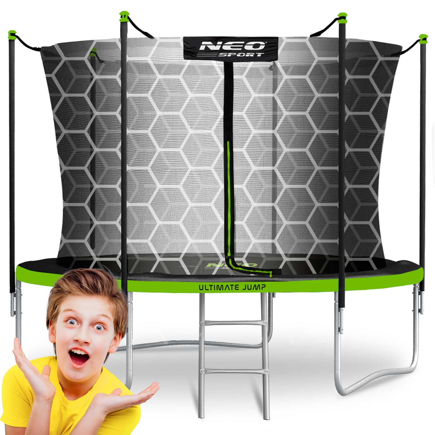 NeoSport Trampolina ogrodowa 10ft/312cm z siatką wewnętrzną i drabinką 