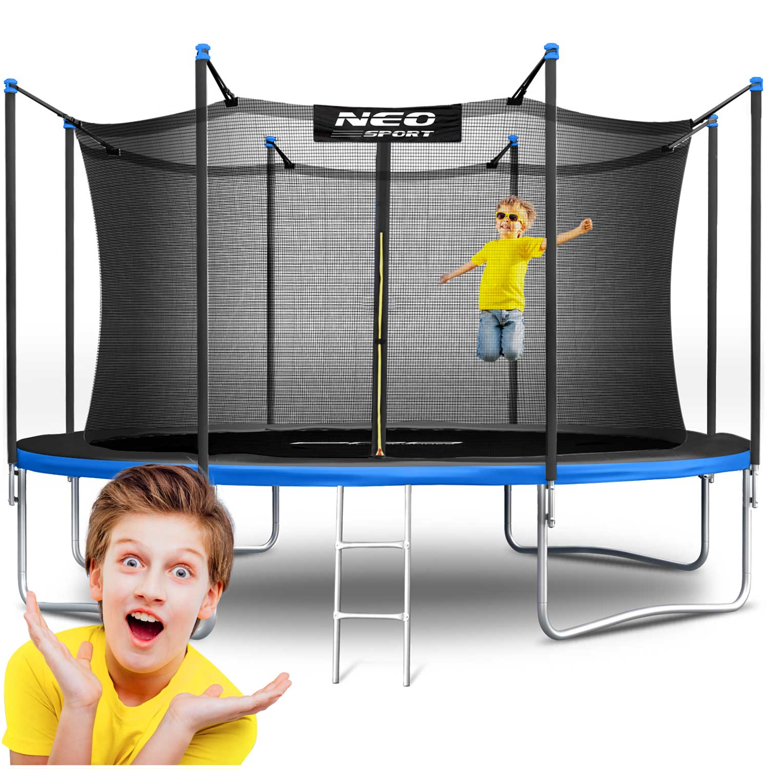 NeoSport Trampolina ogrodowa 13ft/404cm z siatką wewnętrzną i drabinką 