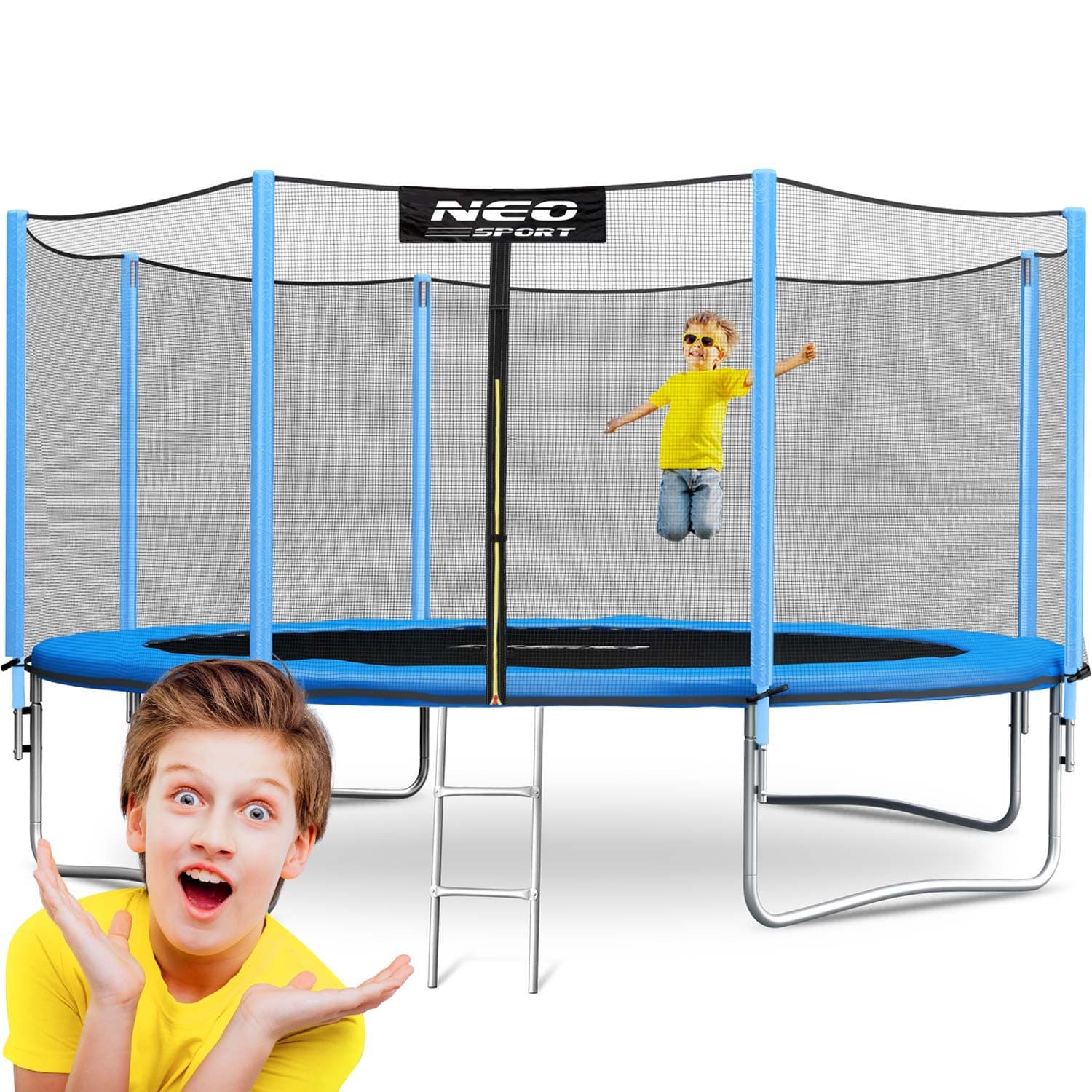 NeoSport Trampolina ogrodowa 14ft/435cm z siatką zewnętrzną i drabinką 